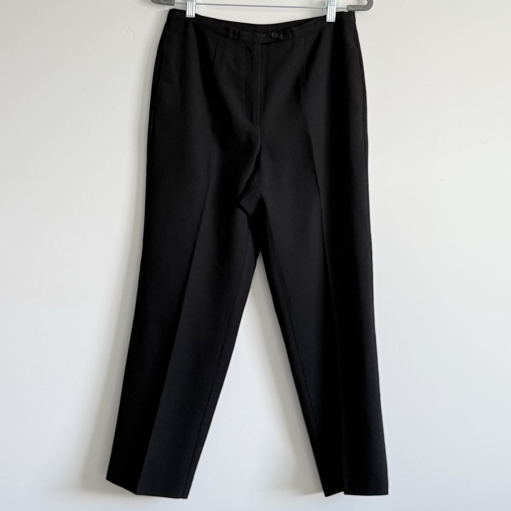 Wool Pants Woman Sz 10 Work Wear Straight‎ Leg Black Career Natural